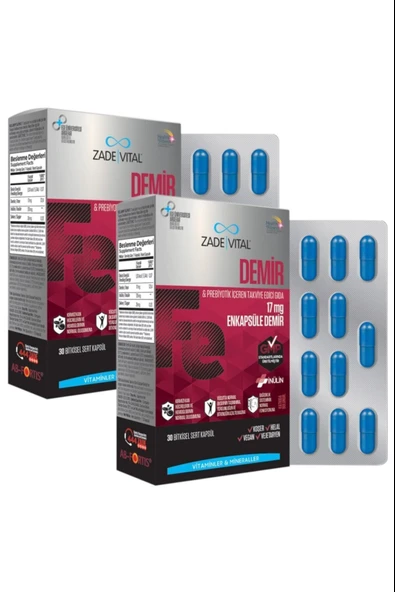 Zade Vital Iron Fe 30 Kapsül 2 Adet ürün görseli 1