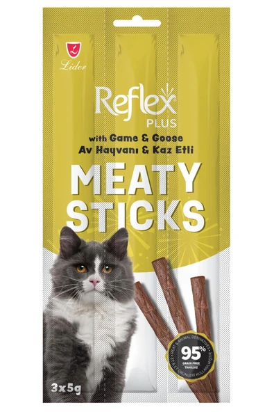 Reflex Plus Av Hayvanlı ve Kaz Etli Sticks Kedi Ödül Maması 5 Gr 3 Lü ürün görseli 1