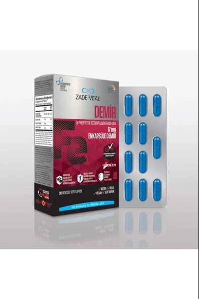 Zade Vital Iron Fe 30 Kapsül ürün görseli 1