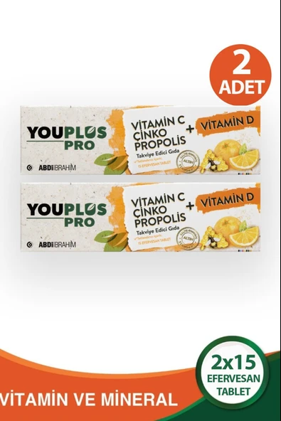 Youplus Pro Vitamin C D Çinko Propolis 15 Efervesan Tablet 2 Adet ürün görseli 1