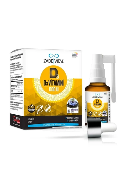 Zade Vital D3 Vitamini 1000 IU Sprey 20 ml ürün görseli 1