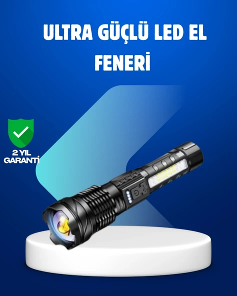 Güçlü Led El Feneri Şarj Edilebilir Çok Modlu ürün görseli 1