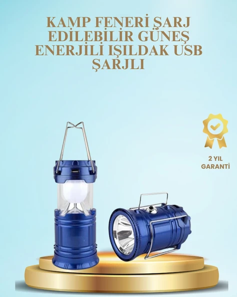 Güneş Enerjili Kızaklı Şarjlı Büyük Boy Kamp Feneri - Usb Çıkışlı, Katlanabilir, Çok Fonksiyonlu ürün görseli 1