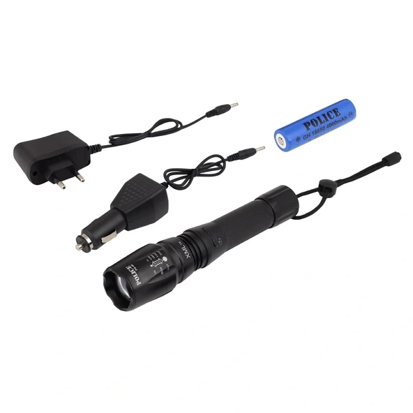 Ps-46 Xml-t6 Led El Feneri İle 500 Metreye Kadar Aydınlatma Sağlayın 5 Modlu Çalışma, 18650 Pil Ve Kalem Pil Desteği, Araç Ve Duvar Şarj Cihazıyla Eksiksiz Set. Hemen İnceleyin ürün görseli 1
