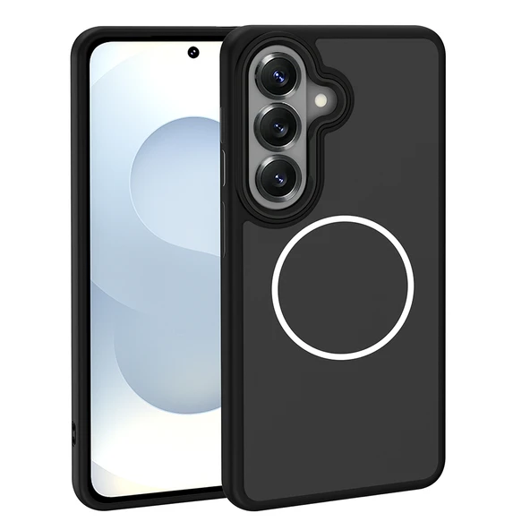 Samsung Galaxy S26 Uyumlu Kılıf Kablosuz Şarj Özellikli Metal Kamera Çerçeveli Sanremo Kapak ürün görseli 1