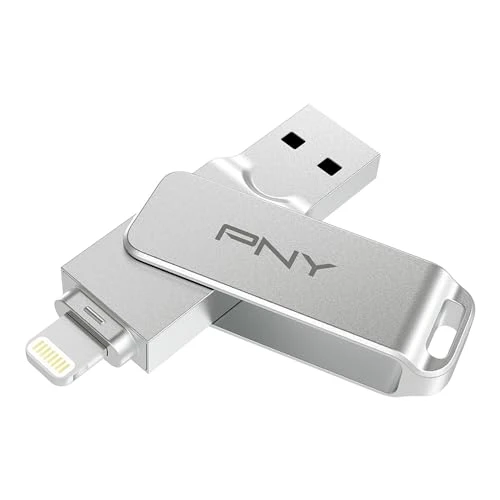 PNY Duo Link USB çubuğu (128 GB, USB 3.2, çift flash sürücü) gümüş ürün görseli 1
