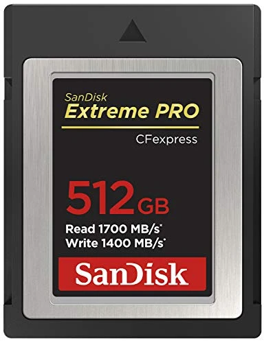 SanDisk Extreme Pro CFexpress hafıza kartı tip B 512 GB (1.700 MB/s okuma, 1.400 MB/s yazma, RescuePRO Deluxe, kusursuz RAW videolar, 4K, XQD uyumluluğu) ürün görseli 1