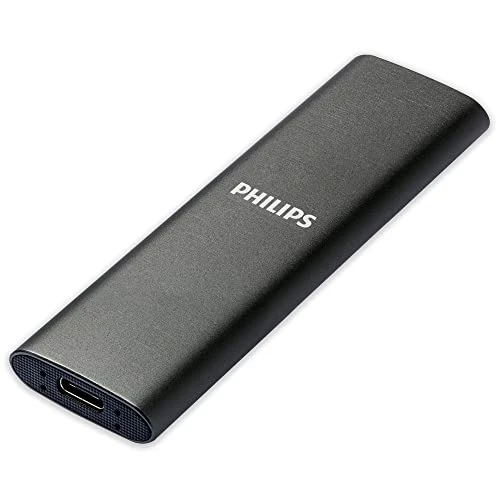 Philips Harici Taşınabilir SSD 2 TB - Ultra İnce SATA Ultra Hızlı USB-C, 550 MB/s'ye kadar okuma hızı, alüminyum ürün görseli 1