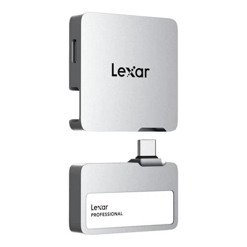 Lexar Professional Go Taşınabilir SSD, HUB 2TB ile, Ultra Kompakt, Apple ProRes'i destekler, 1050 MB/s'ye kadar Okuma ve 1000 MB/s'ye kadar Yazma, USB 3.2 Gen 2, IP65, iPhone 15/16 için, Gümüş ürün görseli 1
