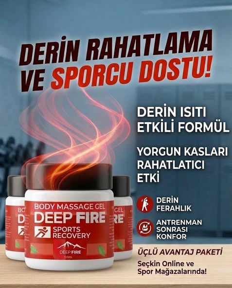 3 Kavanoz DEEP FIRE Vücut Masaj Jeli Sports Recovery Body Massage Gel (3x100 mg) ürün görseli 1
