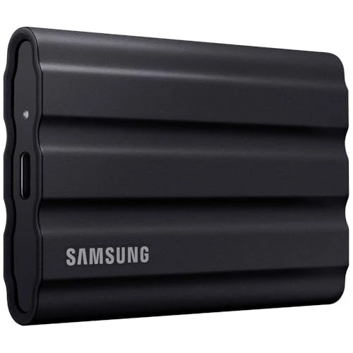 Samsung Taşınabilir SSD T7 Kalkanı, 1 TB, USB 3.2 Gen.2, 1.050 MB/s Okuma, 1.000 MB/s Yazma, Mac, PC ve Akıllı Telefon için Dış Mekan Sağlam Harici Sabit Sürücü, Siyah, MU-PE1T0S/EU ürün görseli 1