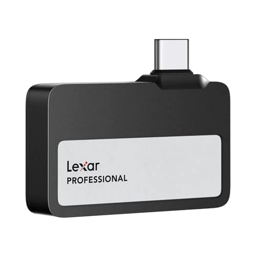 Lexar Professional Go Taşınabilir SSD 2 TB, Ultra Kompakt, Apple ProRes'i destekler, 1050 MB/s'ye kadar Okuma ve 1000 MB/s'ye kadar Yazma, USB 3.2 Gen 2, IP65, iPhone 15/16 Pro için, Siyah ürün görseli 1