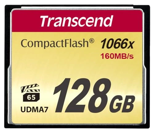 Transcend 128 GB CompactFlash 1000 hafıza kartı, 160/120 MB/s'ye kadar, UDMA 7, 4K UHDTV ve Full HD video için VPG-65 - TS128GCF1000 ürün görseli 1