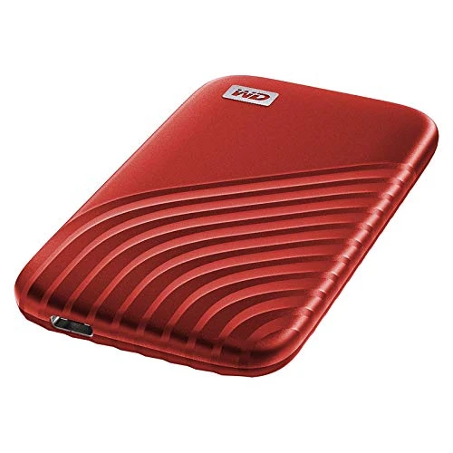 WD My Passport SSD 500 GB mobil SSD depolama (NVMe teknolojisi, USB-C ve USB 3.2 Gen-2 uyumlu, 1050 MB/s okuma, 1000 MB/s yazma) kırmızı ürün görseli 1