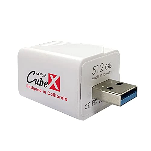 PioData iXflash Cube 512 GB USB Tip A, iPhone ve iPad için Otomatik Yedekleme Fotoğrafları ve Videoları Fotoğraf, Apple MFi Sertifikalı ürün görseli 1
