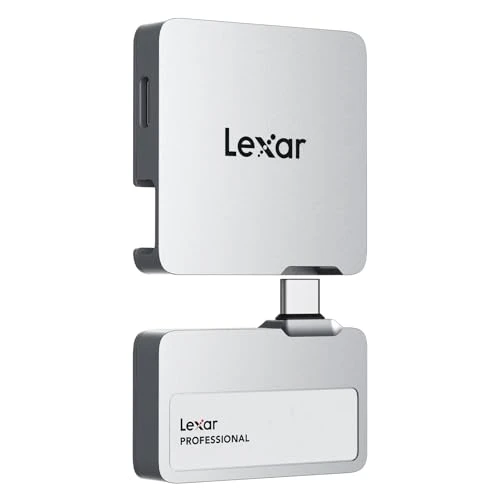 Lexar Professional Go Taşınabilir SSD, HUB ile 1 TB Ultra Kompakt 1050 MB/s'ye kadar Okuma ve 1000 MB/s'ye kadar Yazma USB 3.2 Gen 2, iPhone 15/16 için Gümüş ürün görseli 1