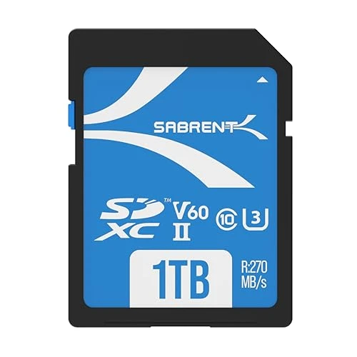 SABRENT SD Kart 1 TB V60 UHS-II SDXC, Sınıf 10, U3, 270 MB/s Okuma, 170 MB/s Yazma - 4K/8K Video, Fotoğrafçılar, Kameramanlar ve Meraklıları için Profesyonel SD Bellek Kartı (SD-TL60-1TB) ürün görseli 1