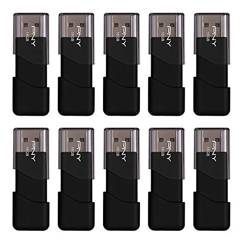 PNY Inserté 3 USB bellek çubuğu (16 GB, USB 2.0, 10'lu paket, siyah (P-FD16GX10ATT03-MP) ürün görseli 1
