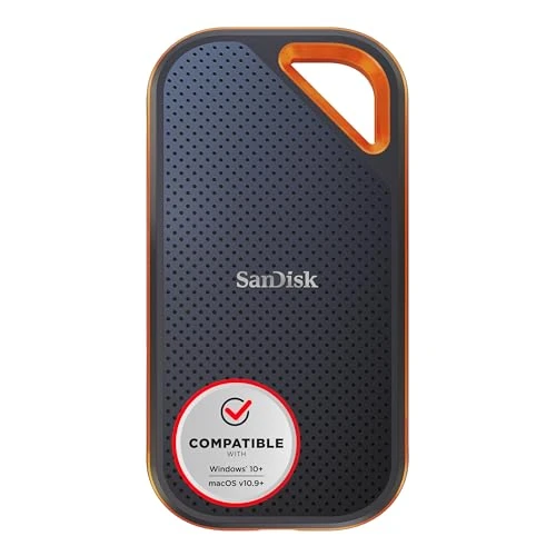 SanDisk Extreme PRO Taşınabilir SSD 2 TB (harici SSD, NVMe SSD performansı, 2,5 inç, 2.000 MB/s okuma ve yazma, AES şifreleme, IP65 su ve toz koruması) gri ürün görseli 1