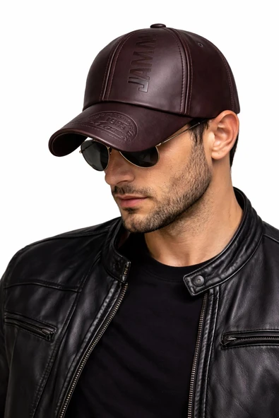 Valkyrie Erkek Koyu Kahverengi Deri Şapka Kavisli Siperlikli Ayarlanabilir Spor Günlük Baseball Cap ürün görseli 1