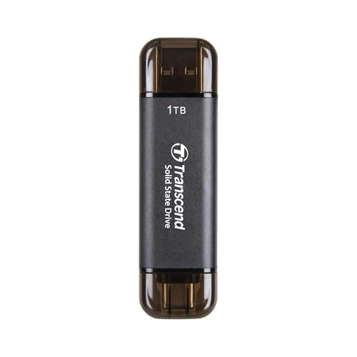 Transcend ESD310 1 TB Çift USB-C/A Harici SSD iPhone 17/16/15, MacBook, iPad ve PC için 1050 MB/sn Ultra Hızlı Sürücü | Hızlı Dosya Aktarımı TS1TESD310C ürün görseli 1