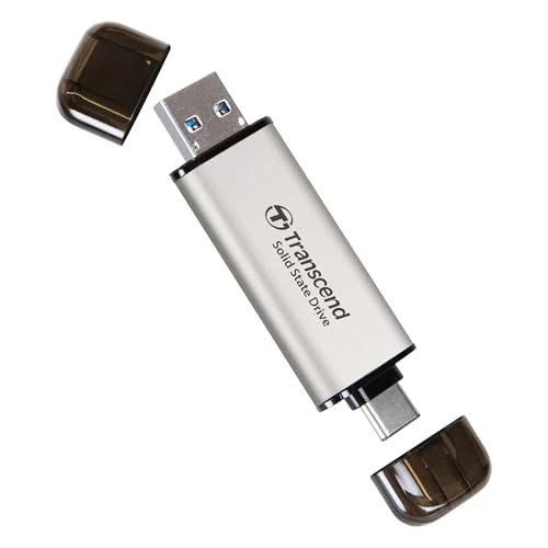Transcend ESD310 2 TB Çift USB-C/A Harici SSD iPhone 17/16/15, MacBook, iPad ve PC için 1050 MB/sn Ultra Hızlı Sürücü | Hızlı Dosya Aktarımı TS2TESD310S ürün görseli 1