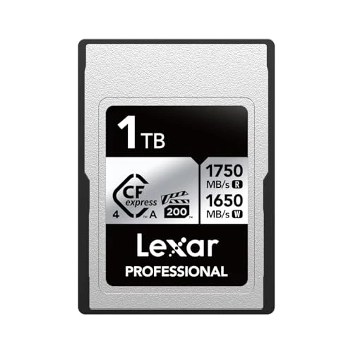 Lexar Profesyonel CFexpress 4.0 Tip A Kart 1 TB, 1750 MB/s'ye kadar Okuma hızına sahip CFe Kart, VPG200, 8K Video CF Kartı, Sony Alpha ve Sony FX Kameralarla Uyumlu Hafıza Kartı ürün görseli 1