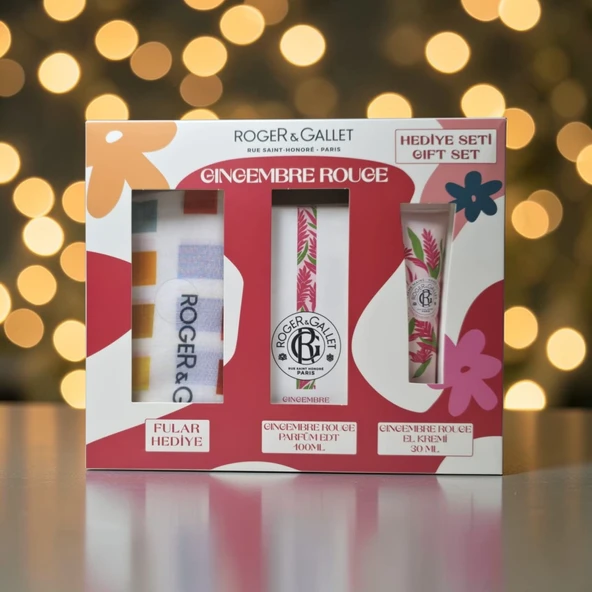 Roger&Gallet Gingembre Rouge Parfume EDT 100 ml. + Doğal İçerikli Yoğun Bakım El Kremi 30 ml. ve Fular ürün görseli 1