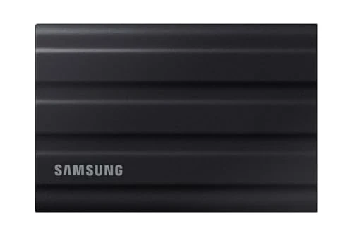 Samsung Taşınabilir SSD T7 Kalkanı, 2 TB, USB 3.2 Gen.2, 1.050 MB/s Okuma, 1.000 MB/s Yazma, Mac, PC ve Akıllı Telefon için Dış Mekan Sağlam Harici Sabit Sürücü, Siyah, MU-PE2T0S/EU ürün görseli 1