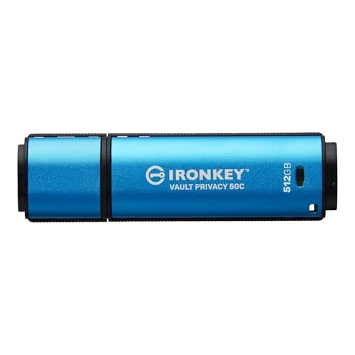 Kingston IronKey Vault Privacy 50 FIPS 197 Type-C sertifikalı ve daha fazla veri koruması için XTS-AES 256 bit şifreli USB çubuğu - IKVP50C/512GB ürün görseli 1