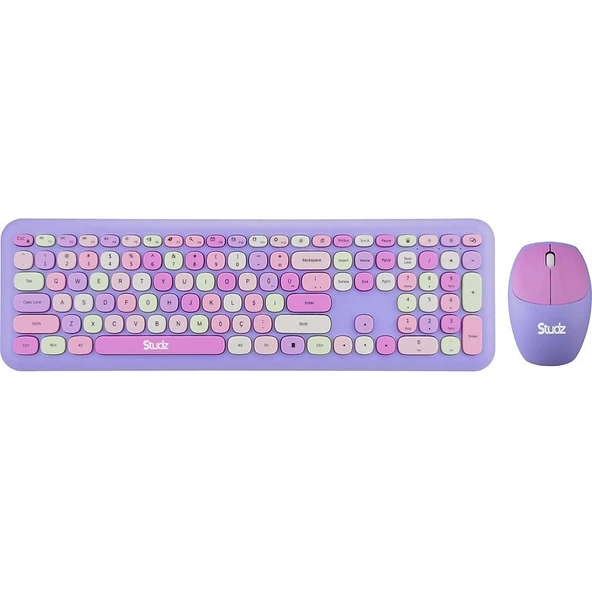 Studz M600 Renkli Tuşlu Mor Kablosuz Türkçe Q Multimedia Klavye + Mouse ürün görseli 1