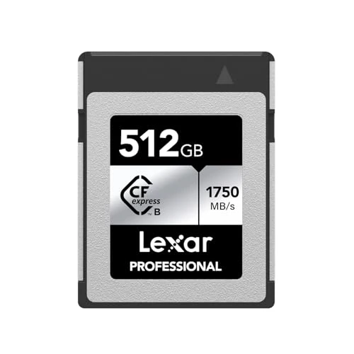 Lexar Professional 512 GB CFexpress kart, B tipi CFe kart, 1750 MB/s'ye kadar okuma hızı, PCIe Gen3x2 ile, DSLR ile uyumlu, XQD kamera ile geriye doğru ürün görseli 1