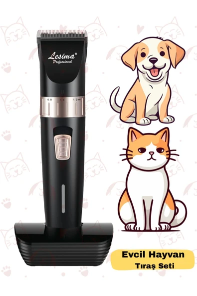 Lesima Ls-1000 Tarçın  Sessiz Kedi Köpek Tıraş Seti Pet Evcil Hayvan Tüy Kesme Tıraş Makinesi ürün görseli 1