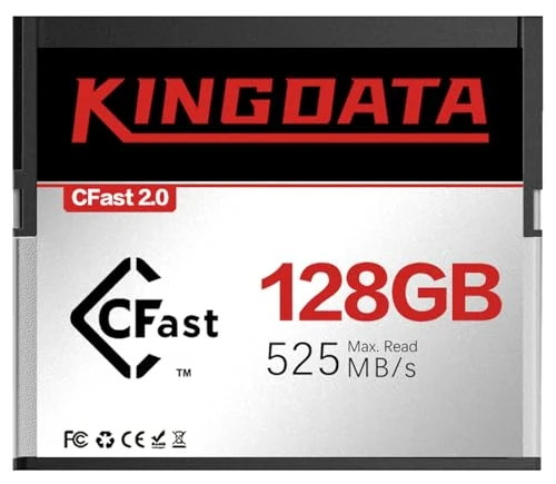 KINGDATA CFast 2.0 hafıza kartı 128 GB'a kadar okuma 525 MB/S yüksek hız, 4K/6K video ve HD kayıt için, profesyonel kameralarla uyumlu ürün görseli 1