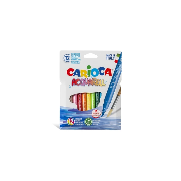 Carioca Keçeli Boya Kalemi Acquarell Fırça Uçlu 12 Renk 42747 ürün görseli 1