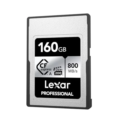 Lexar Professional SILVER Serisi CFexpress Tip A Kart 160 GB - 800 MB/s'ye kadar Okuma, VPG200, 8K Video CF Bellek Kartı - Sony Alpha/Sony FX Kameralarla uyumlu (LCAEXSL160G-RNENG) ürün görseli 1