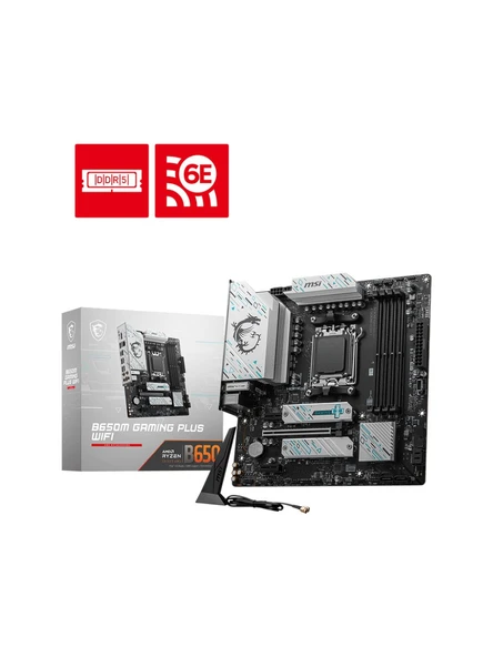 MSI B650M GAMING PLUS WIFI AM5 DDR5 7200MHZ(OC) HDMI DP M.2 USB3.2 2.5G LAN WI-FI 6E mATX ürün görseli 1