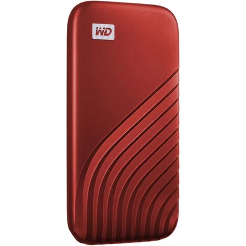 WD My Passport SSD 2 TB mobil SSD depolama (NVMe teknolojisi, USB-C ve USB 3.2 Gen-2 uyumlu, 1050 MB/s okuma, 1000 MB/s yazma) kırmızı ürün görseli 1