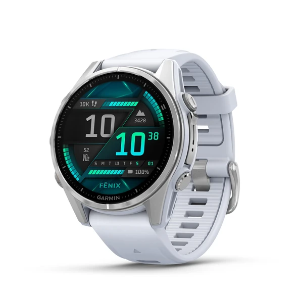 Garmin fēnix 8 43mm – çoklu spor akıllı saat, 1,3" AMOLED dokunmatik/düğme ekran, 10 güne kadar pil ömrü, 80'den fazla spor/dış mekan uygulaması, TOPO haritaları, EKG, telefon, müzik, el feneri ürün görseli 1