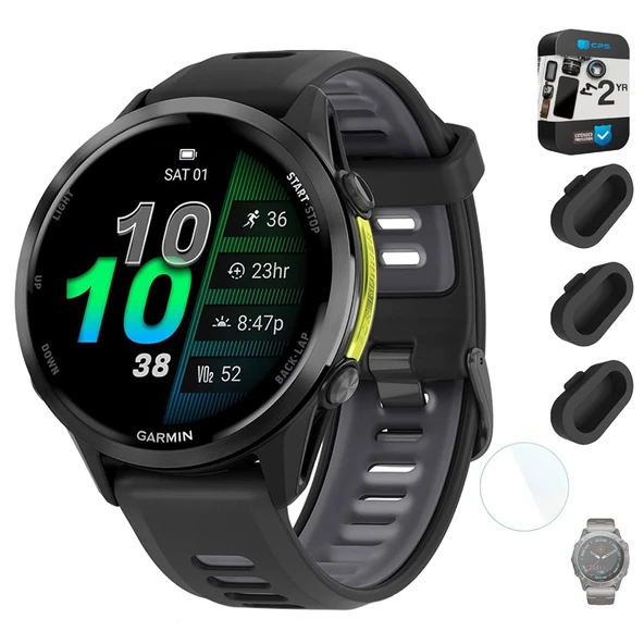 Garmin Forerunner 970 GPS Smartwatch, Karbon Gray DLC Titanyum ve Black Band Sche 2 Yıl Koruma Paketi + Silikon Toz Kapak (3-Pack) + 1.4 inç Ekran koruyucu ürün görseli 1