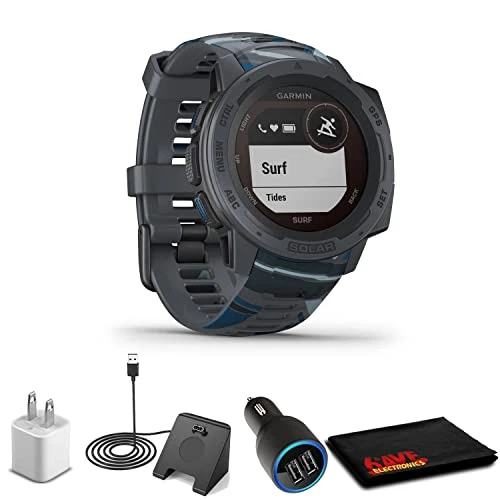 Garmin Instinct Solar Surf Edition Boru + USB Car/Wall Adaptör + Watch Şarj Stand + 6Ave Fiber Kumaş (010-02293-17) ürün görseli 1