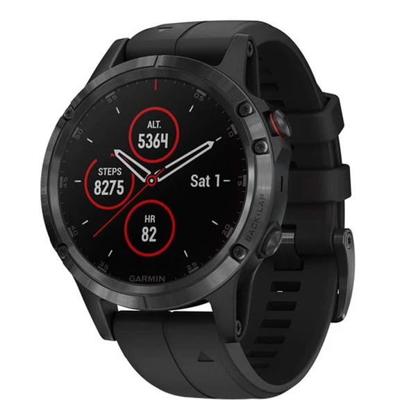 Garmin fenix 5 Plus, Premium Multisport GPS Smartwatch, Özellikler Renk Topo Haritalar, Kalp Puanı İzleme, Müzik ve İletişimsiz Ödeme, Black Band ile Black Band ürün görseli 1