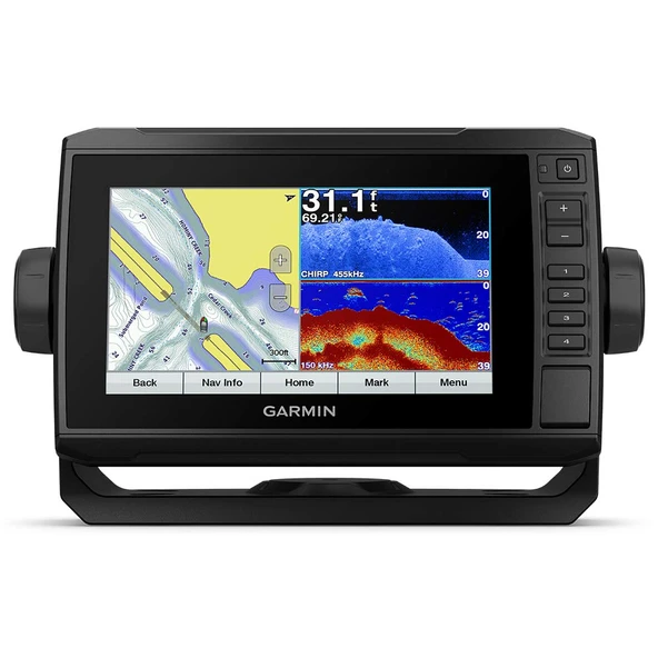 Garmin ECHOMAP Plus 73cv with Transducer, 7" Keyed Assist Touch Chartplotter/Sonar Combo with CHIRP Traditional and ClearVu Scanning Sonar Transducer and built In LakeVu HD inland Map ürün görseli 1
