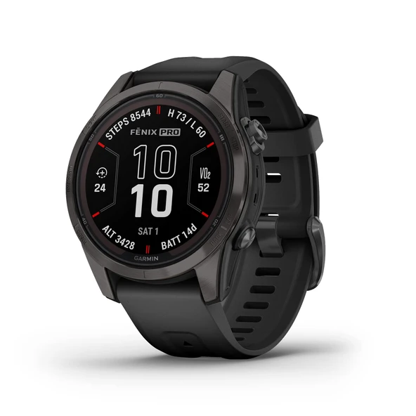 Garmin fecknix 7S Sapphire Solar, Multisport GPS Smartwatch, Yapılı Flashlight, Solar Şarj, Siyah ürün görseli 1