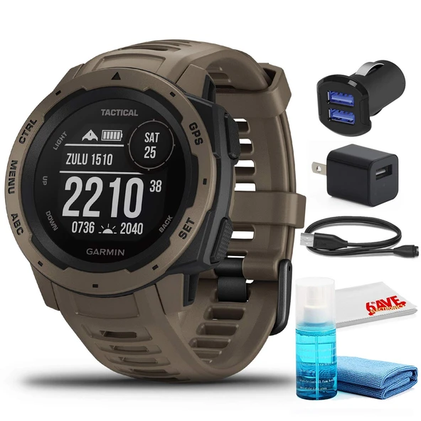 Garmin Instinct Outdoor GPS Watch (Coyote Tan, Taktik) USB adaptörü ile ürün görseli 1