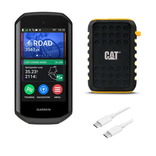 Garmin Edge 1050 Premium Bisiklet Bilgisayarı Olay Tespiti ve Bisiklet Alarmı (Black) Sche with Wireless 10.000mAh Portable Accessory, and 6-Feet Dual USB C Şarj Kablolu (3 Madde) ürün görseli 1