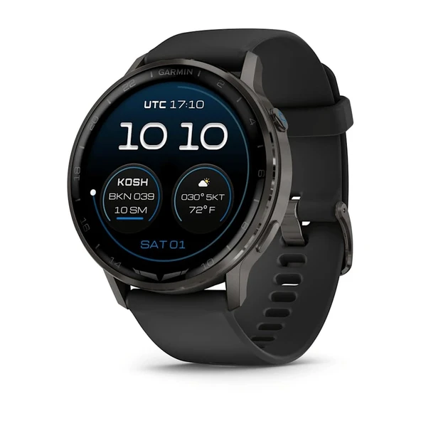 Garmin D2TM Air X15, Touchscreen Aviator Smartwatch with GPS, Havacılık Hava, Flashlight, Health and Wellness Features and More, Slate with Black Silikon Band ürün görseli 1
