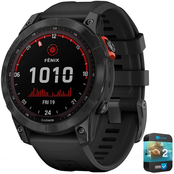 Garmin 010-02-10540 Fenix 7 Solar Smartwatch Slate Gray ile 2 YR CPS Geliştirilmiş Koruma Paketi ürün görseli 1
