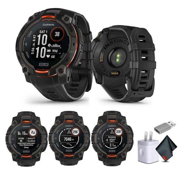 Garmin Instinct 3 45mm, Solar Charged Display, Rugged Açık GPS Smartwatch, Sınırsız Battery Life, İnşa Edilmiş Flashlight, Black (010-02934-00) Taktik Akıllı İzle Erkekler ve Kadınlar için Grafik ürün görseli 1