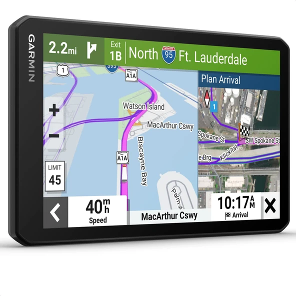 Garmin dezlCam LGV 710 MT-D EU  araç kamerası, çarpışma uyarısı ve şeritte kalma yardımı navigasyon sistemi. 7" renkli ekran, haritalar, araca özel yönlendirme ve uydu görüntüleri. ürün görseli 1